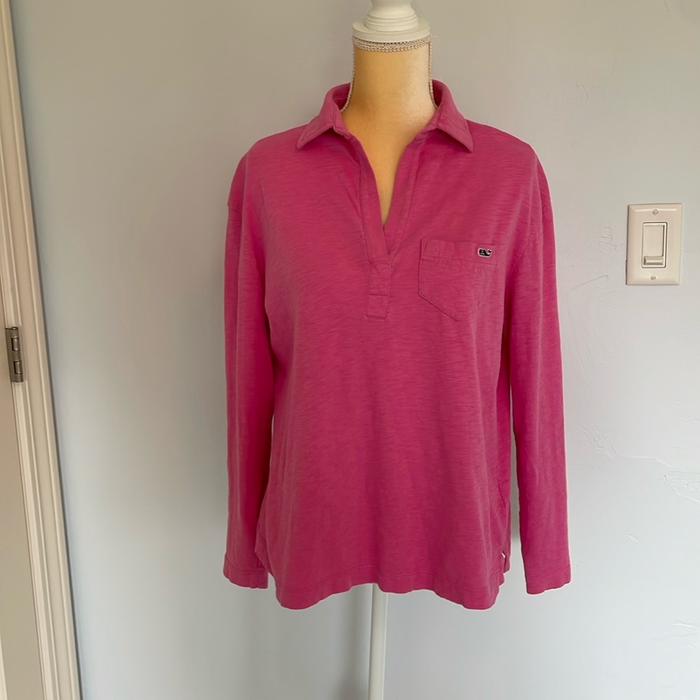 Vineyard Vines 3/4 Sleeve Light Hot Pink Top.